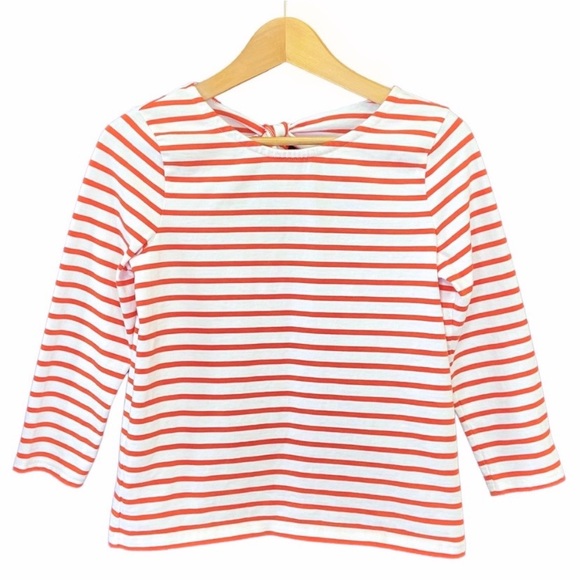 J. Crew Tops - J. Crew Shirt Women’s Size XS Orange + White Stripes Open Back Crop Sleeve Top